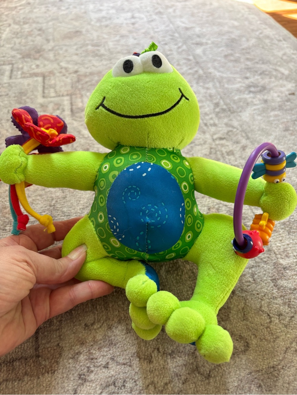 Lamaze Plush Green Frog Activity Toy with Teethers and Rattle